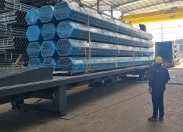 Metal tubes unloading from container