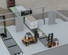 Container loading system integrated in the floor