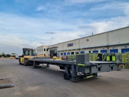 Container unloading systems lined up outside DSV warehouse